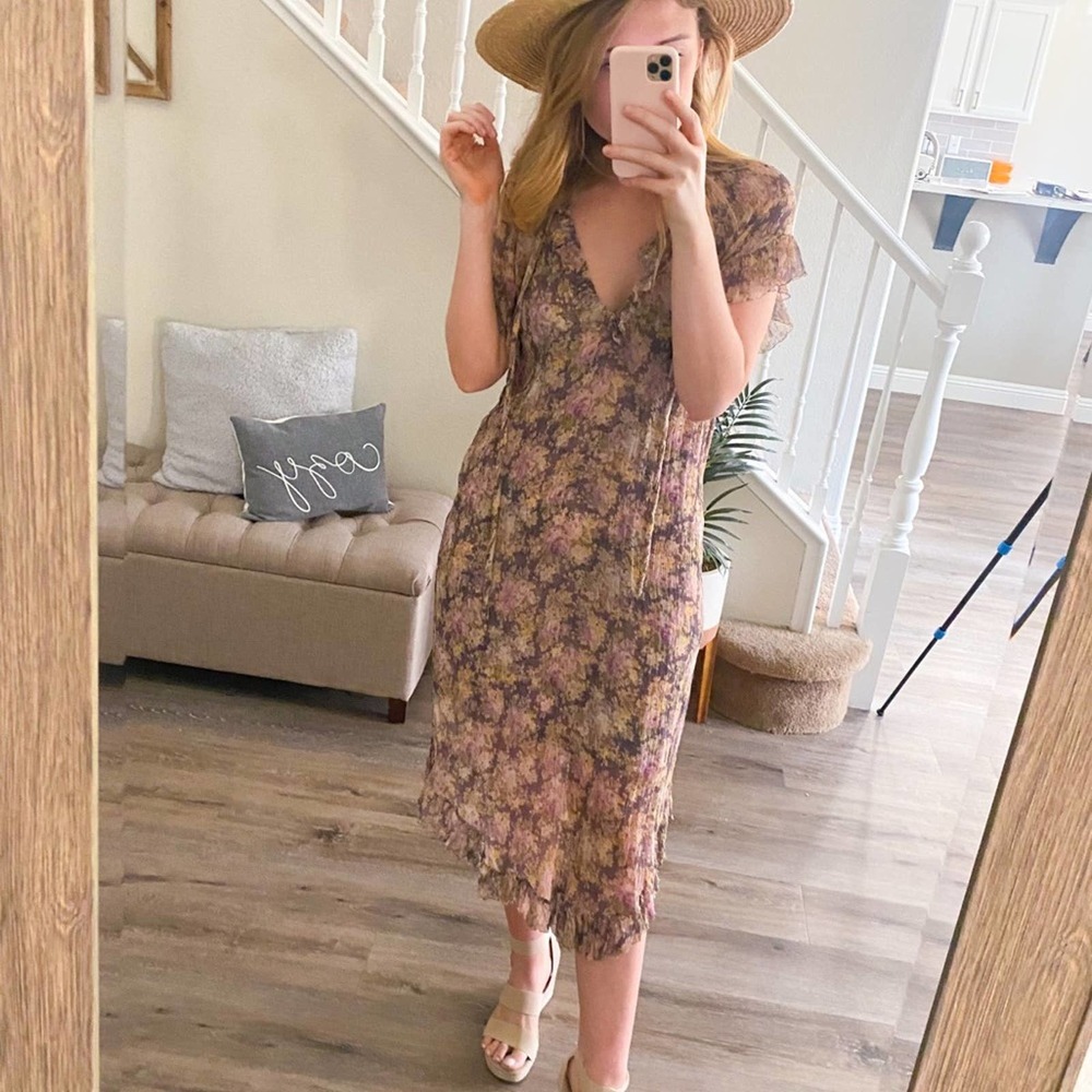 Zimmerman Floral Midi Dress Silk XS